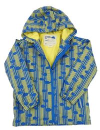 Modro-žlutá nepromokvaná zateplená bunda s kapucí