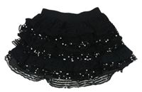 Čierna vrstvená krajkovo/flitrová sukňa