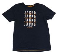 Tmavomodré tričko s logom Jack & Jones