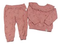 2set - Růžová květovaná tepláková souprava 