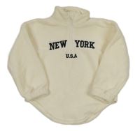 Smotanová fleecová mikina s nápisom a stojačikom