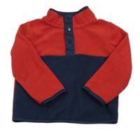 Červeno-tmavomodrá fleecová mikina Primark