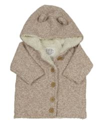 Starorůžový melírovaný propínací zateplený svetr s kapucí F&F