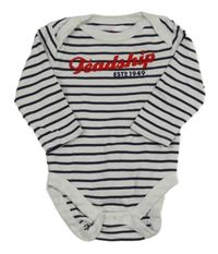 Bílo-černé pruhované body s nápisem 