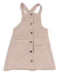 Svetloružové rifľové prepínaci šaty so srdiečkovanými vreckami Nutmeg