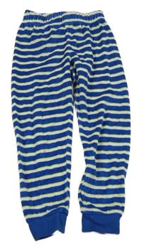 Modro-bielo-zelené pruhované zamatové pyžamové nohavice Impidimpi