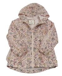 Světlerůžová šusťáková jarní parka s jednorožci, duhami a kapucí Primark