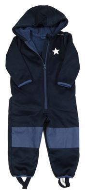 Tmavomodrá softshellová zateplená kombinéza s hvězdou a kapucí Lupilu