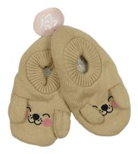 Nové - Béžové pletené zateplené bačkory s čumákem vel.35-38