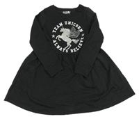 Antracitové teplákové šaty s jednorožcem F&F