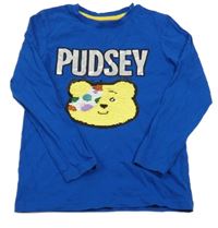 Modré tričko s překlápěcími flitry - Pudsey George
