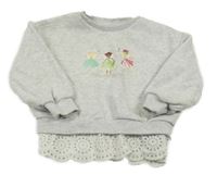 Světlešedá mikina s baletkami a madeirou Nutmeg