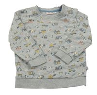 Sivá melírovaná mikina so stavebními stroji Liegelind