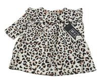 Nové - Bílo-růžovo-černé leopardí šaty 