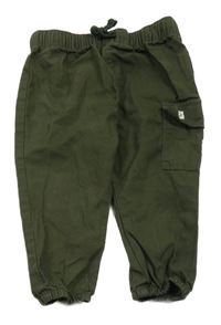 Khaki plátenné cuff nohavice s vreckom F&F