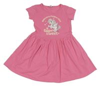 Ružové bavlnené šaty s jednorožcom Dopodopo