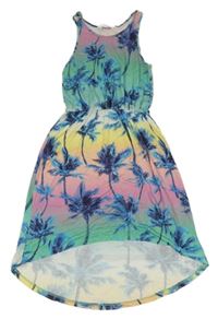 Farebné pruhované dlhé šaty s palmami H&M