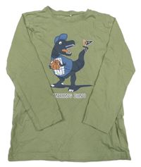 Khaki triko s dinosaurem Topolino