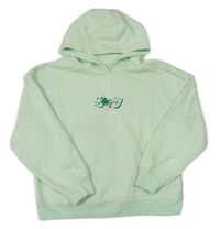 Zelenkavá mikina s nápisom a kapucňou Dunnes