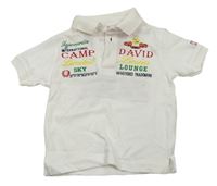 Biele polo tričko s nápismi Camp David