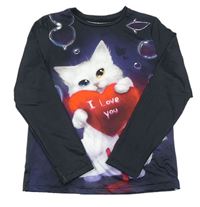 Antracitové tričko s mačičkou