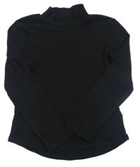 Čierne rebrované tričko s rolákom H&M
