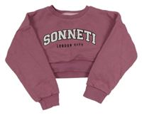 Ružová crop mikina s logom Sonneti