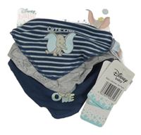 Nové - 3x Tmavomodro-šedý slinták s Dumbem Disney 