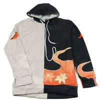 Čierno-pudrová mikina s kapucňou a potlačou