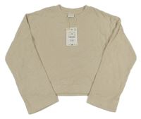 -Nové Béžová rebrovaná crop mikina Zara