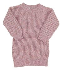 Svetloružová -oranžové pletené vlnené šaty M&S