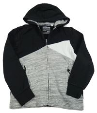 Černo - šedo - biela prepínaci mikina s kapucňou