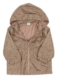 Starorůžová kytičkovaná šusťáková jarní bunda s kapucí H&M