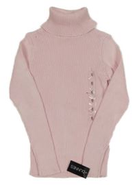 Nové - Svetloružový rebrovaný sveter s rolákom Dunnes
