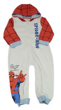 Bílo-červená tepláková kombinéza se Spidermanem a kapucí Marvel