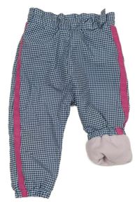 Tmavomodro-bílé vzorované šustákové podšité kalhoty s pruhy Ergee