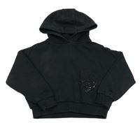 Čierna crop oversize mikina s potlačou a kapucňou F&F