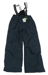 Nové - Tmavomodré šusťákové funkční zimní oteplovačky s odepínacími kšandami Crane