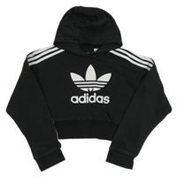 Černá crop mikina s logem a kapucí Adidas