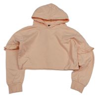 Světlerůžová crop mikina s volánky a kapucí Pindydoll