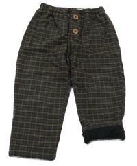 Hnedo-tmavomodré kockované podšité nohavice Zara