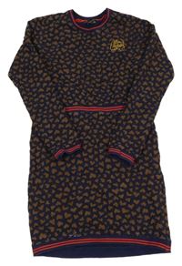 Tmavomodré srdíčkované teplákové šaty 