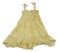 Žltá kvietkovana žabičková šatová tunika Primark