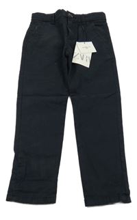 Nové - Tmavomodré plátěné slim kalhoty Zara