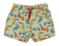 Smotanové plážové kraťasy s tukanmi Pusblu