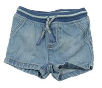 Modré rifľové kraťasy s gumovým pasom