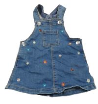 Modré rifľové šaty s kvietkami H&M