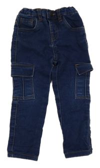 Tmavomodré teplákové cargo rifle s vreckami So Cute