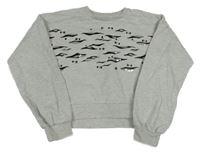 Sivá melírovaná crop mikina s potlačou a flitrami V by Very