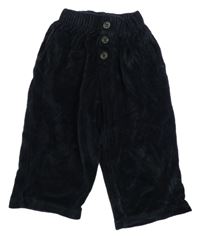 Čierne zamatové crop nohavice s gombíky Zara